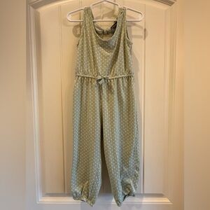 Picapino Polka Dot Light Sage Jumpsuit with Tie Waist Size 5
